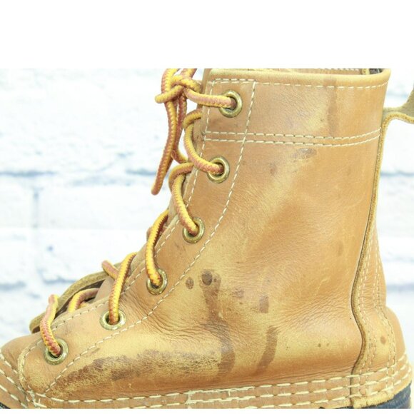 LL Bean Multicolor Leather 8" Lace Up Unlined Ankle Duck Boots Size 7 Wide - Picture 9 of 11